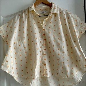 Madewell Hilltop Cropped Shirt in Mini Oranges